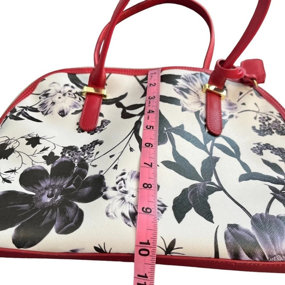 Y2K Kenneth Cole Reaction Floral Satchel Bag Black White Red - Picture 6 of 10